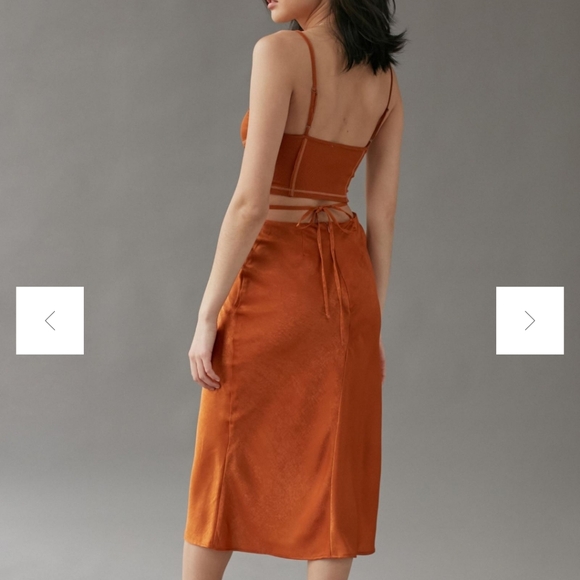 Urban Outfitters Orange Strappy Satin Midi Skirt - Picture 2 of 8
